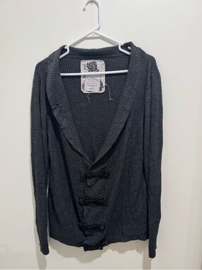 River Island Filippo Baldini Saggio Toggle Knit Cardigan Shawl Collar Gray Small